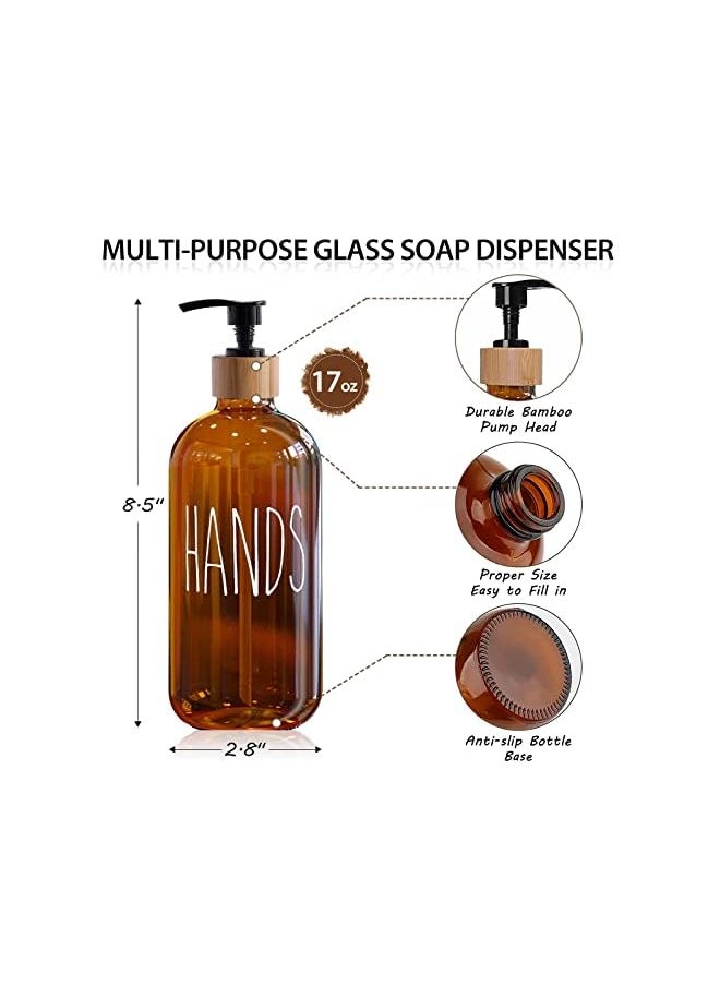 TOPSKY - Bathroom Soap Dispenser, Soap and Lotion Dispenser, Glass Pump Bottle Dispenser, Soap Bottle, Liquid Dispenser Pump for Bathroom Kitchen(Tawny) - Image 1