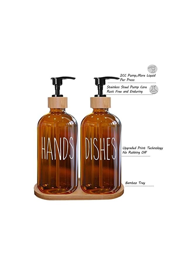 TOPSKY - Bathroom Soap Dispenser, Soap and Lotion Dispenser, Glass Pump Bottle Dispenser, Soap Bottle, Liquid Dispenser Pump for Bathroom Kitchen(Tawny) - Image 1