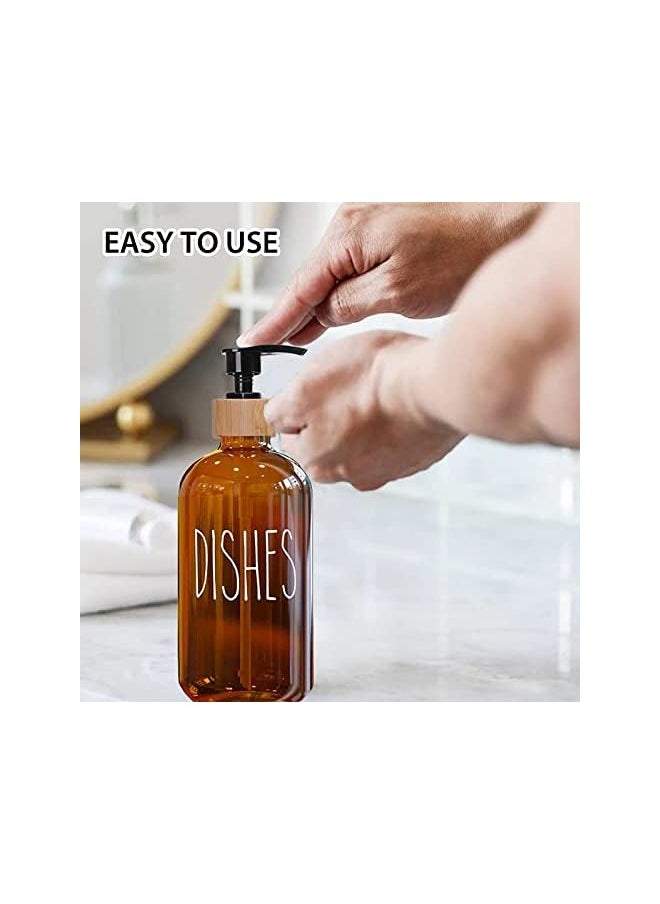 TOPSKY - Bathroom Soap Dispenser, Soap and Lotion Dispenser, Glass Pump Bottle Dispenser, Soap Bottle, Liquid Dispenser Pump for Bathroom Kitchen(Tawny) - Image 1