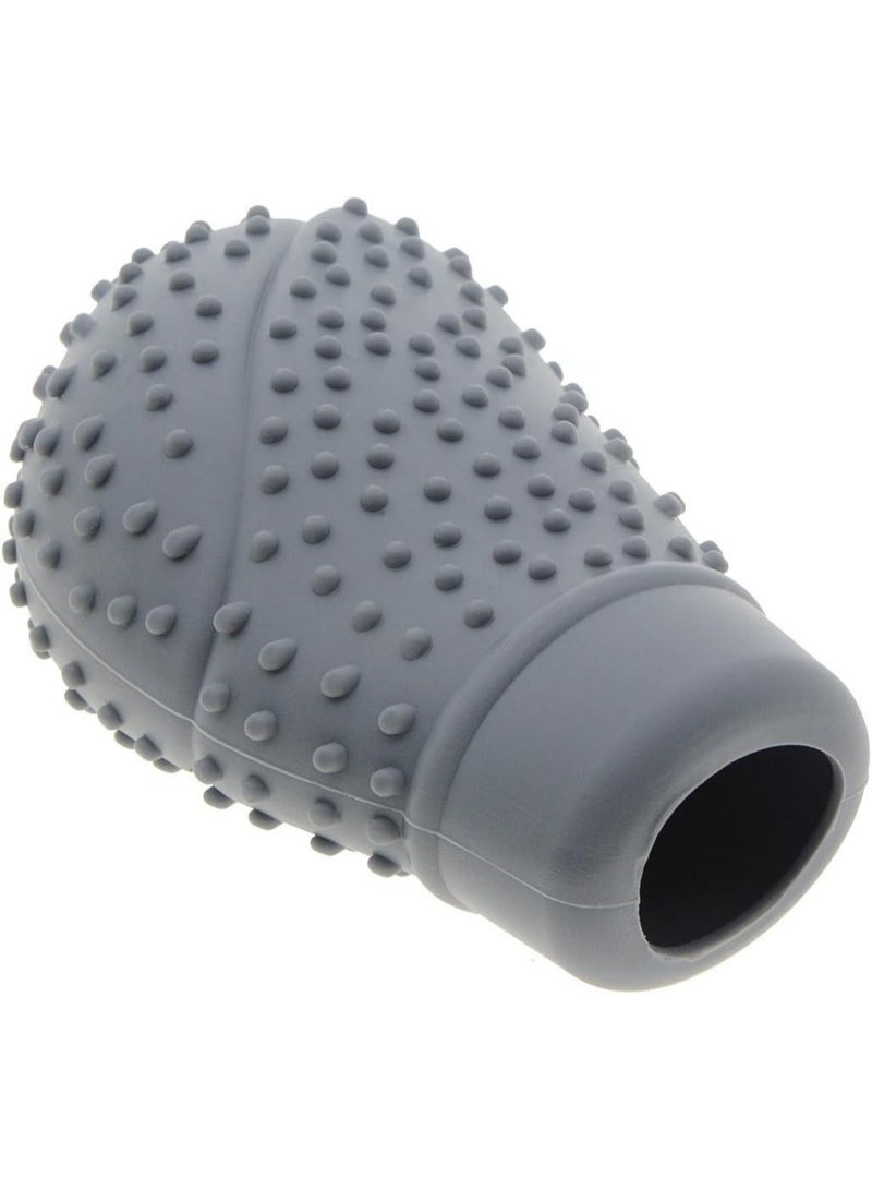Gray Soft Silicone Car Gear Shift Knob Protector Cover, Non-Slip Set of 2 Gear Shift Knob Covers and Trim - Image 2