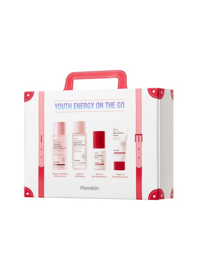 مجموعة Hanskin Youth Energy On the Go Kit، مجموعة من 4 قطع، مجموعة أساسية للعناية بالبشرة أثناء السفر مضادة للشيخوخة لترطيب البشرة وتجديدها، كريم مصل الوجه Hyaluron Essence Retinol للعناية بالبشرة الكورية - pzsku/Z6C454F6ED784B4598E5DZ/45/_/1741329821/49cc2ca6-a0e6-488e-804f-b6ff9bcd116f