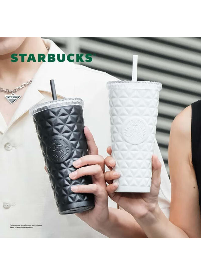 Starbucks كوب ستاربكس القابل لإعادة الاستخدام من الفولاذ المقاوم للصدأ بحجم 591 مل معزول للمشروبات الساخنة والباردة، كوب قهوة مثبت في السيارة، هدية عيد الحب - Image 1