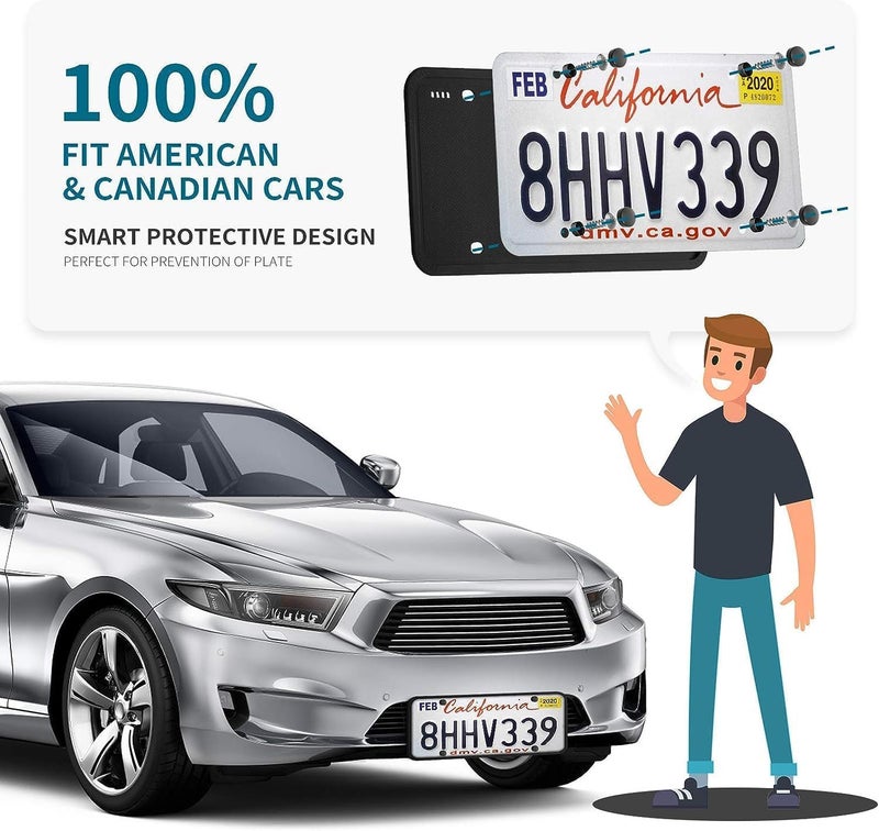 AUJEN Silicone License Plate Frames Black, 2 Pack Car License Plate Frame, Universal US Black License Plate Holders Brackets Rust-Proof, Weather & Rattle-Proof, Car Accessories - Image 4