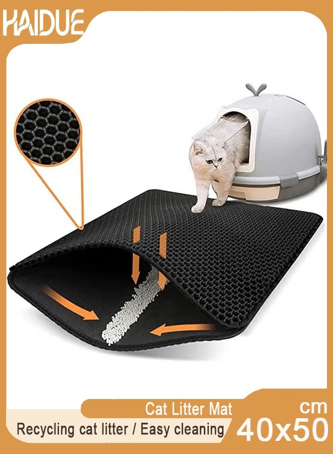 Haidue Cat Litter Mat Double Layer Design Waterproof Easier to Clean 40x50cm - Image 1