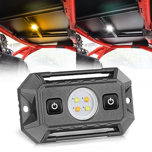 LTEODCHEW UTV Dome Light White and Amber, Aluminum IP68 Waterproof Flood Beam Car Interior Lights 12V Wired for UTV ATV Polaris RZR Can-Am Kawasaki Yamaha SXS Truck - Image 1