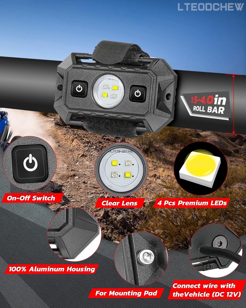 LTEODCHEW UTV Dome Light White and Amber, Aluminum IP68 Waterproof Flood Beam Car Interior Lights 12V Wired for UTV ATV Polaris RZR Can-Am Kawasaki Yamaha SXS Truck - Image 4