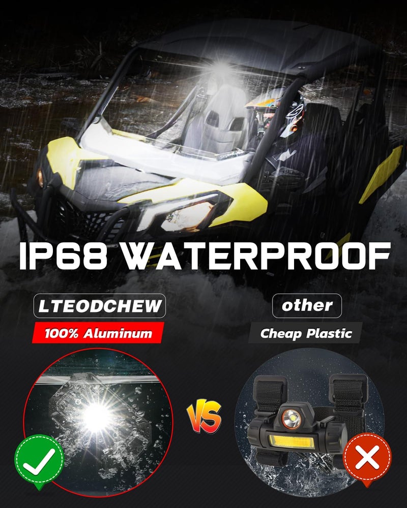 LTEODCHEW UTV Dome Light White and Amber, Aluminum IP68 Waterproof Flood Beam Car Interior Lights 12V Wired for UTV ATV Polaris RZR Can-Am Kawasaki Yamaha SXS Truck - Image 3