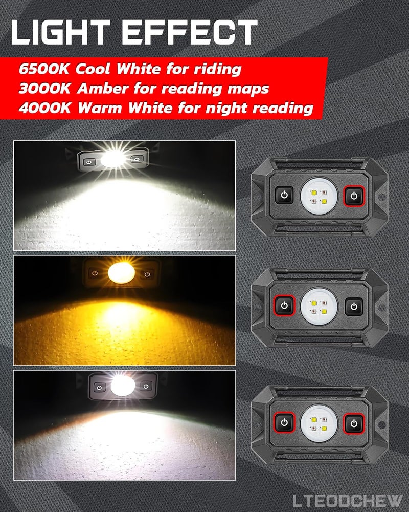 LTEODCHEW UTV Dome Light White and Amber, Aluminum IP68 Waterproof Flood Beam Car Interior Lights 12V Wired for UTV ATV Polaris RZR Can-Am Kawasaki Yamaha SXS Truck - Image 2