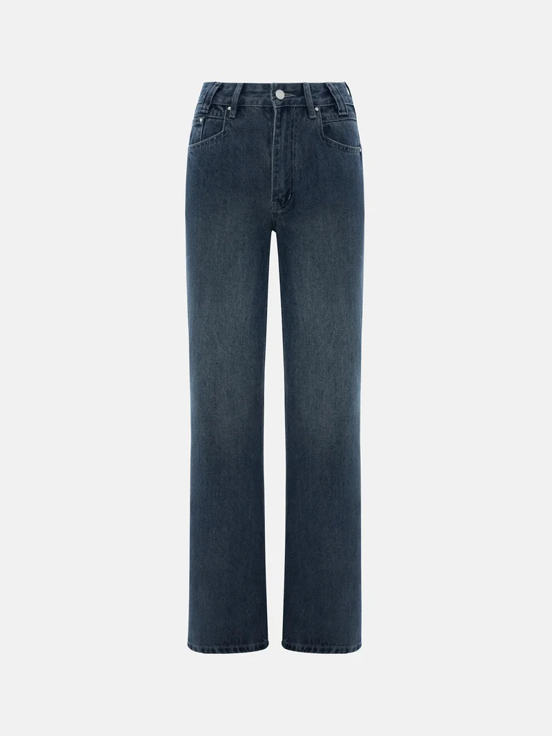 ليتشي بنطال جينز واسع متوسط الارتفاع