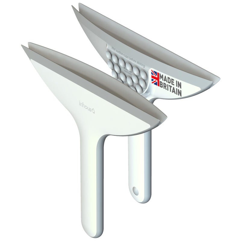 In-House Inhouse StickStore Curved Shower Squeegee Made in Britain Duo 2in1 Curved  Straight Blades Clean StreakFree on Curved Screens  Flat Bathroom Surfaces Patented Suction Cup Storage 1PC