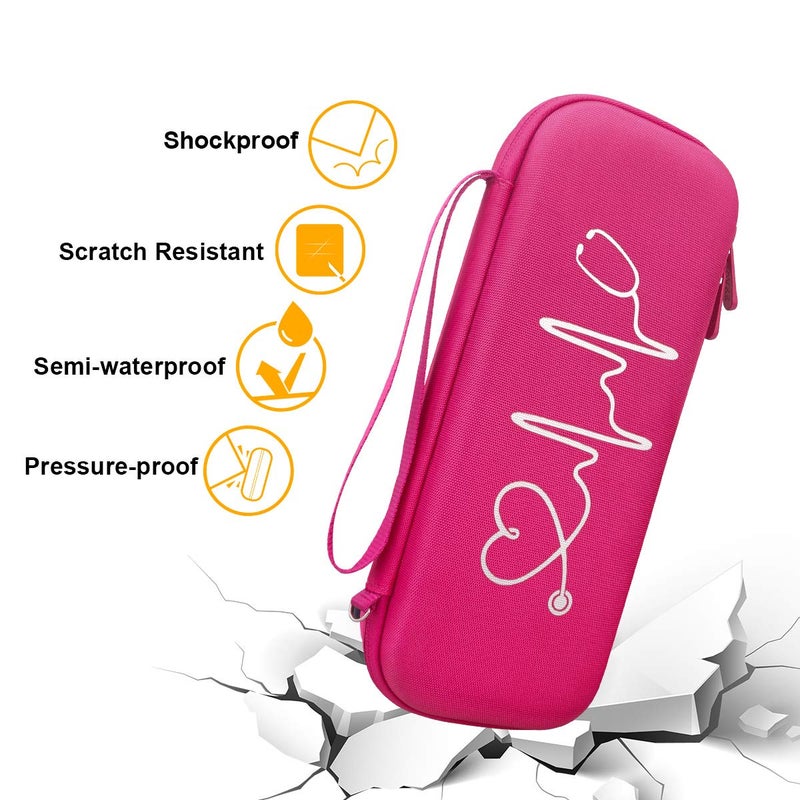 BOVKE Stethoscope Case for 3M Littmann Classic III Monitoring, Lightweight II S.E, Cardiology IV Diagnostic, MDF Acoustica Stethoscopes, Extra Room for Nurse Essentials and Medical Supplies, Raspberry - Image 4