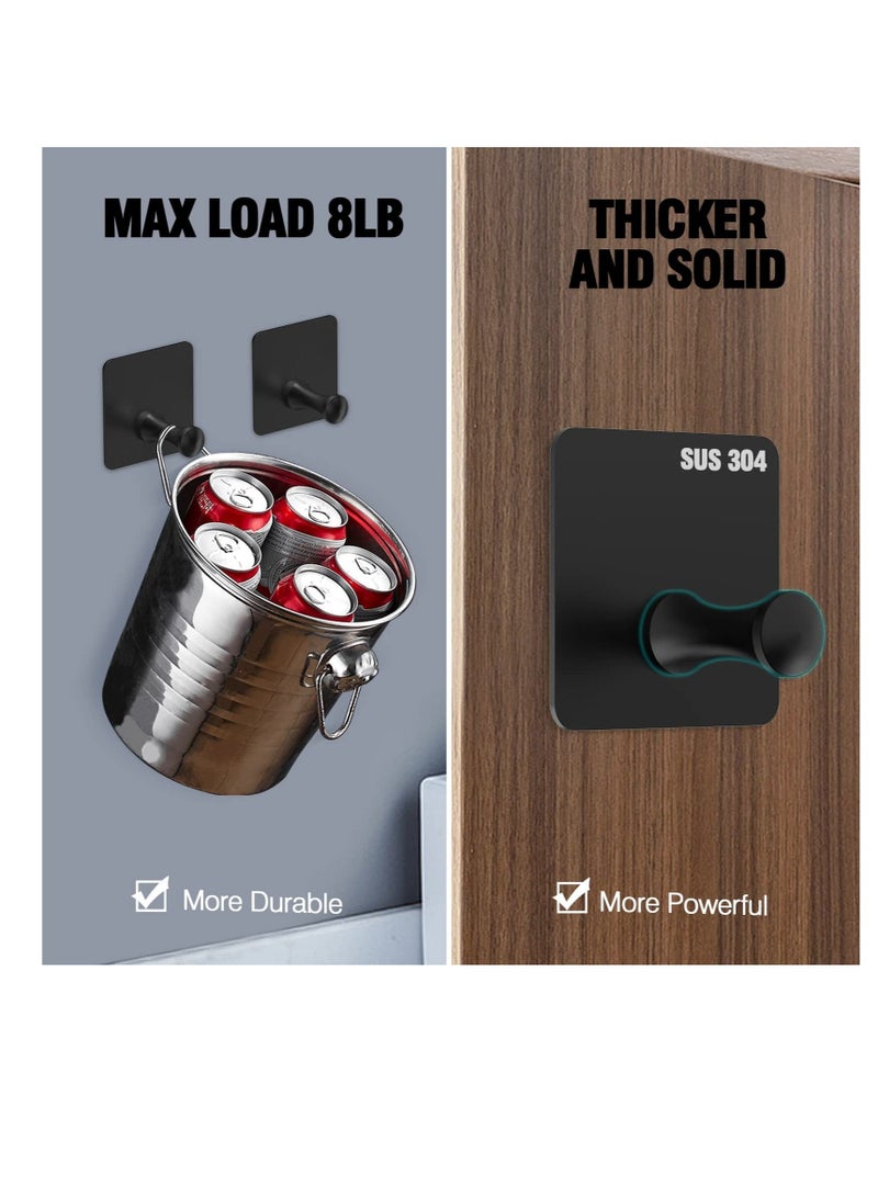 4 Pack Adhesive Hooks, Waterproof Rustproof Removable Hooks, Wall Hangers without Nails Self-Adhesive, Suitable for Bathroom, Kitchen, Door (Black) - Image 4