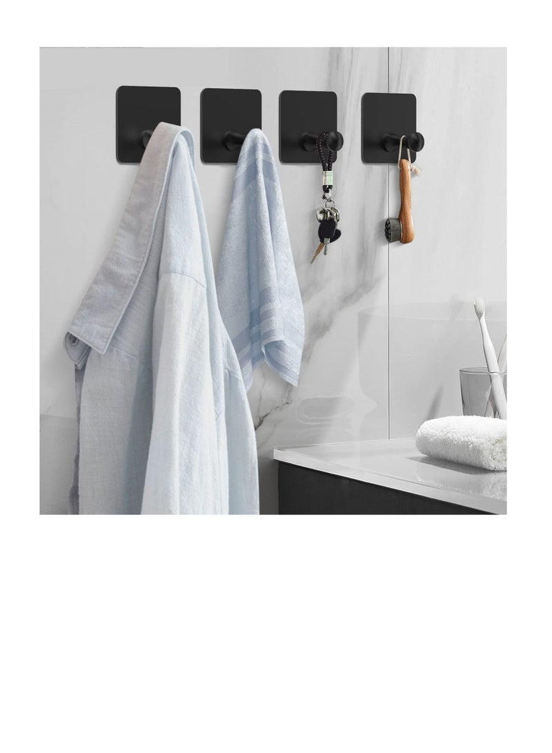 4 Pack Adhesive Hooks, Waterproof Rustproof Removable Hooks, Wall Hangers without Nails Self-Adhesive, Suitable for Bathroom, Kitchen, Door (Black) - Image 3