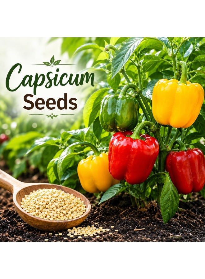 vsell24 Pack of 3-Capsicum Seeds for Planting - Mixed Red, Green & Yellow Bell Pepper - Image 3