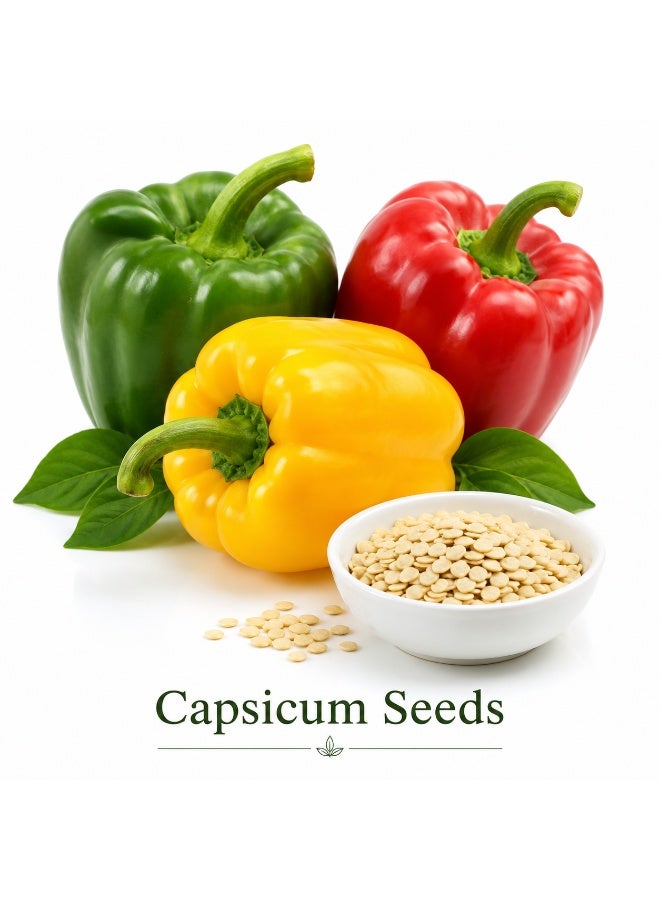 vsell24 Pack of 3-Capsicum Seeds for Planting - Mixed Red, Green & Yellow Bell Pepper - Image 1
