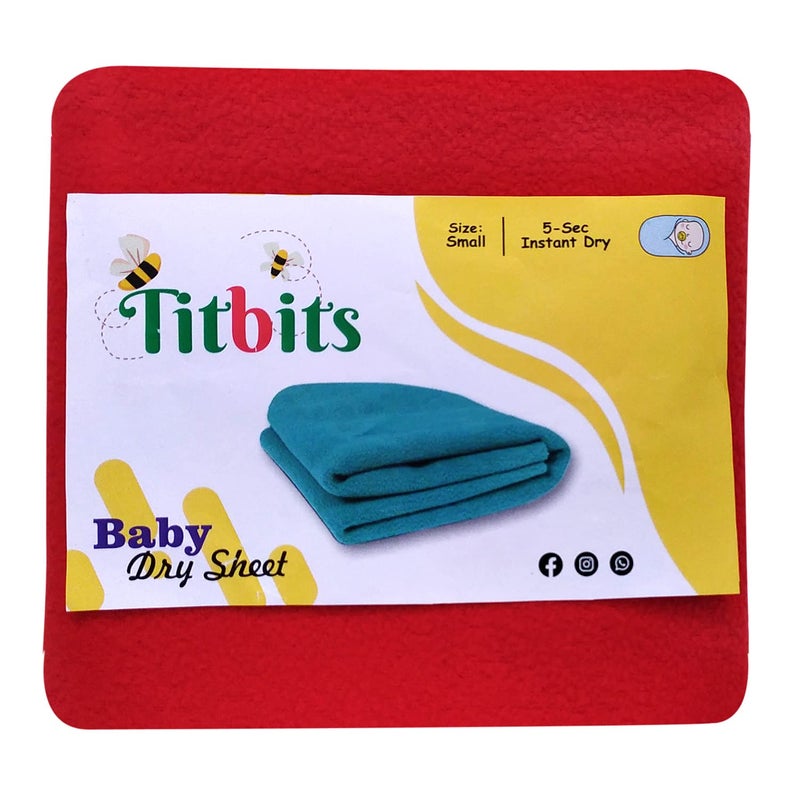 Titbits Waterproof Baby Bed Protector Dry Sheet - Red (Small, 70x50 cm) - Image 1