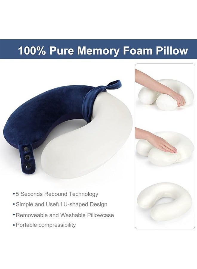 Arabest - Travel Neck Pillow, Best Memory Foam Airplane Pillow for Head Support Soft Adjustable Pillow for Plane, Car & Home Recliner Use (Black) - Image 1