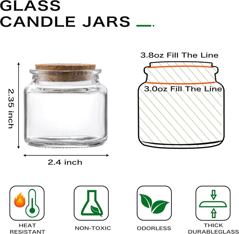 Danmu 3oz Candle Jars,Small Glass Jars with Lids for Making Candles,Candle Making Kit,Wedding,Baby Shower,Party Favors Decoration 24 Pack - Image 2