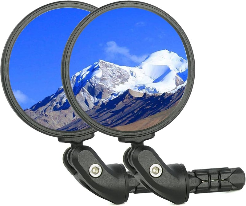 BriskMore Bike Handlebar Mirror,HD Glass Convex Lens Bicycle Rearview Mirror,2PCS Cycling Rear View Mirror, Adjustable Handlebar Wider View Bicycle Mirror for Scooter Road Mountain Bikes - Image 1