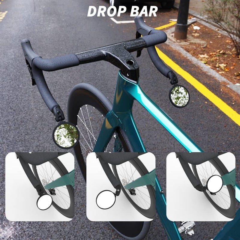 BriskMore Bike Handlebar Mirror,HD Glass Convex Lens Bicycle Rearview Mirror,2PCS Cycling Rear View Mirror, Adjustable Handlebar Wider View Bicycle Mirror for Scooter Road Mountain Bikes - Image 5