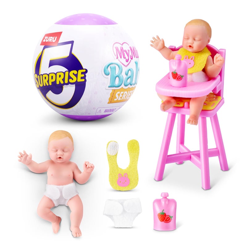 5 سبرايز 5 Surprise My Mini Baby Series 2 من ZURU لعبة كبسولة غامضة قابلة للتجميع للفتيات مجموعة لعب وإكسسوارات أطفال مصغرة واقعية (كبسولة واحدة) - Image 1