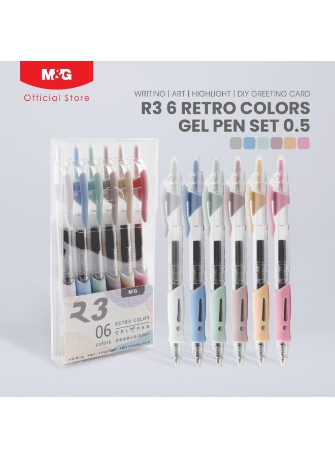 ام اند جي M&G Retro color Gel Pen 6colors 0.5mm 6pcs/set - Image 1