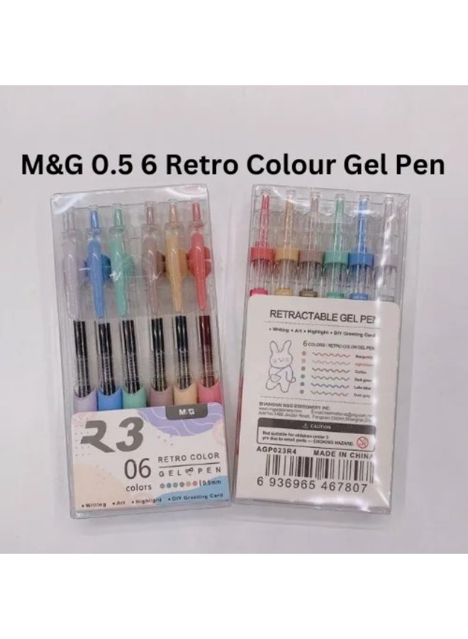 M&G مجموعة أقلام حبر جل باستيل 6 قطع، لطيفة لتدوين الملاحظات 0.5 مم نقطة رفيعة قابلة للسحب، للكتابة، المدرسة، المكتب - Image 2