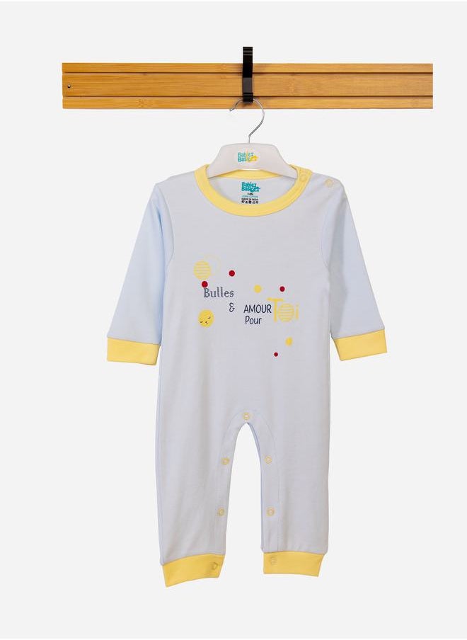 Babies Basic Front Graphic Long Sleeves Sleepsuit by Styli  - Image 1