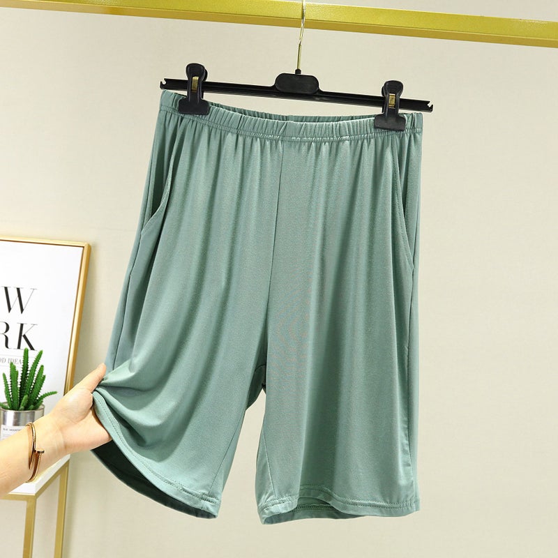 Pocket Mens Modal Shorts Pajama Pants Loose Large Size Casual Thin Half-length Pants Outer Wearable Home Pants Ink Blue - Image 3