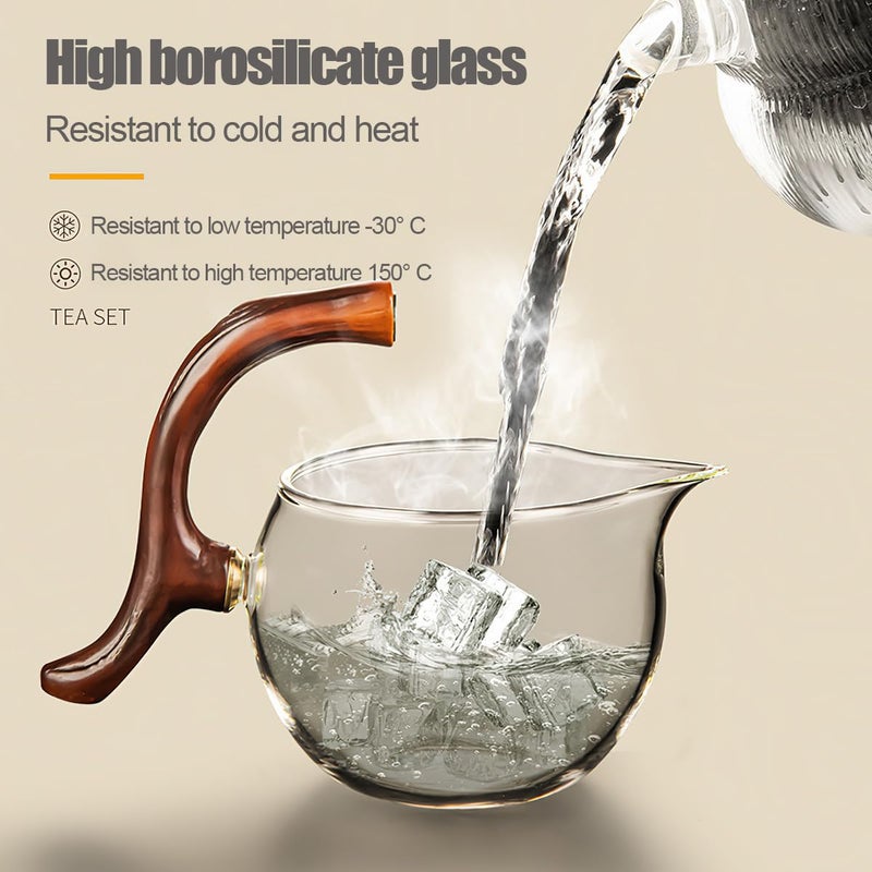 CUNHUY Lazy Kungfu Drip TeaPot, Heat Resistant Tea Set, Semi-Automatic Glass Teapot Suit for Magnetic Water Flow Wooden Glass Teapot Set - Image 4