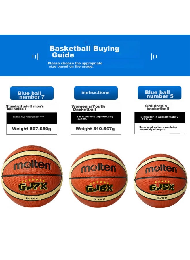 مولتين Molten كرة سلة، مقاس 7 Gj7x، كرة سلة قياسية عالمية داخلية وخارجية، مادة Pu، Bg7x-gj، لطلاب المدارس الابتدائية والثانوية - Image 1