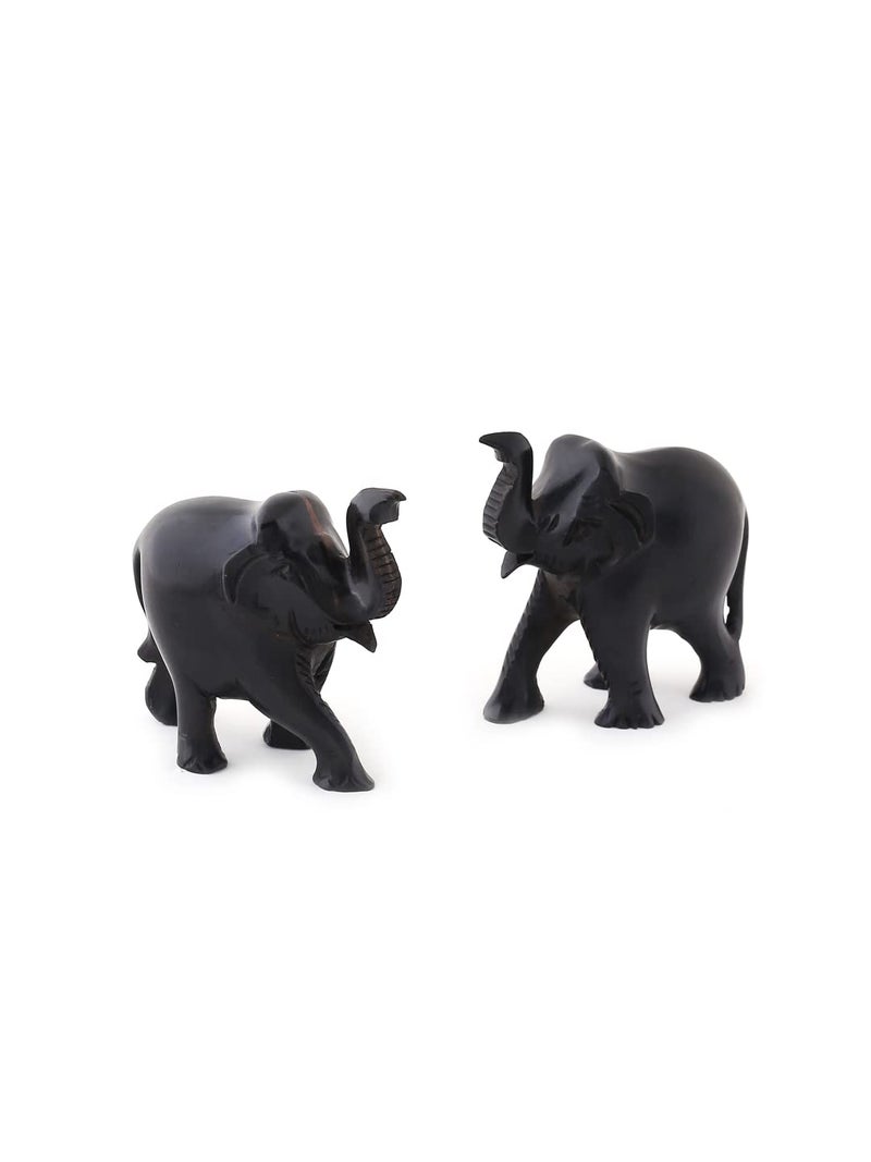 RDK RDK Original Ebony Wood Elephant Pair Black Wood Combo Karungali Kattai Set for Home and Office Decor Size 2 Inch Upper Trunk - Image 4