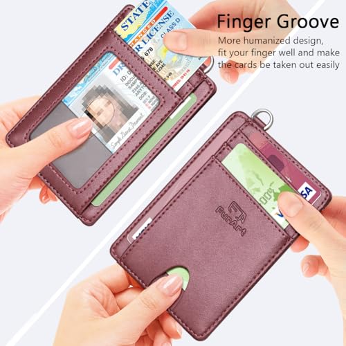 FurArt محفظة FurArt نحيفة وعصرية، محفظات جيب أمامية، حجب RFID، حامل بطاقات ائتمان للرجال - بورغندي - Image 3