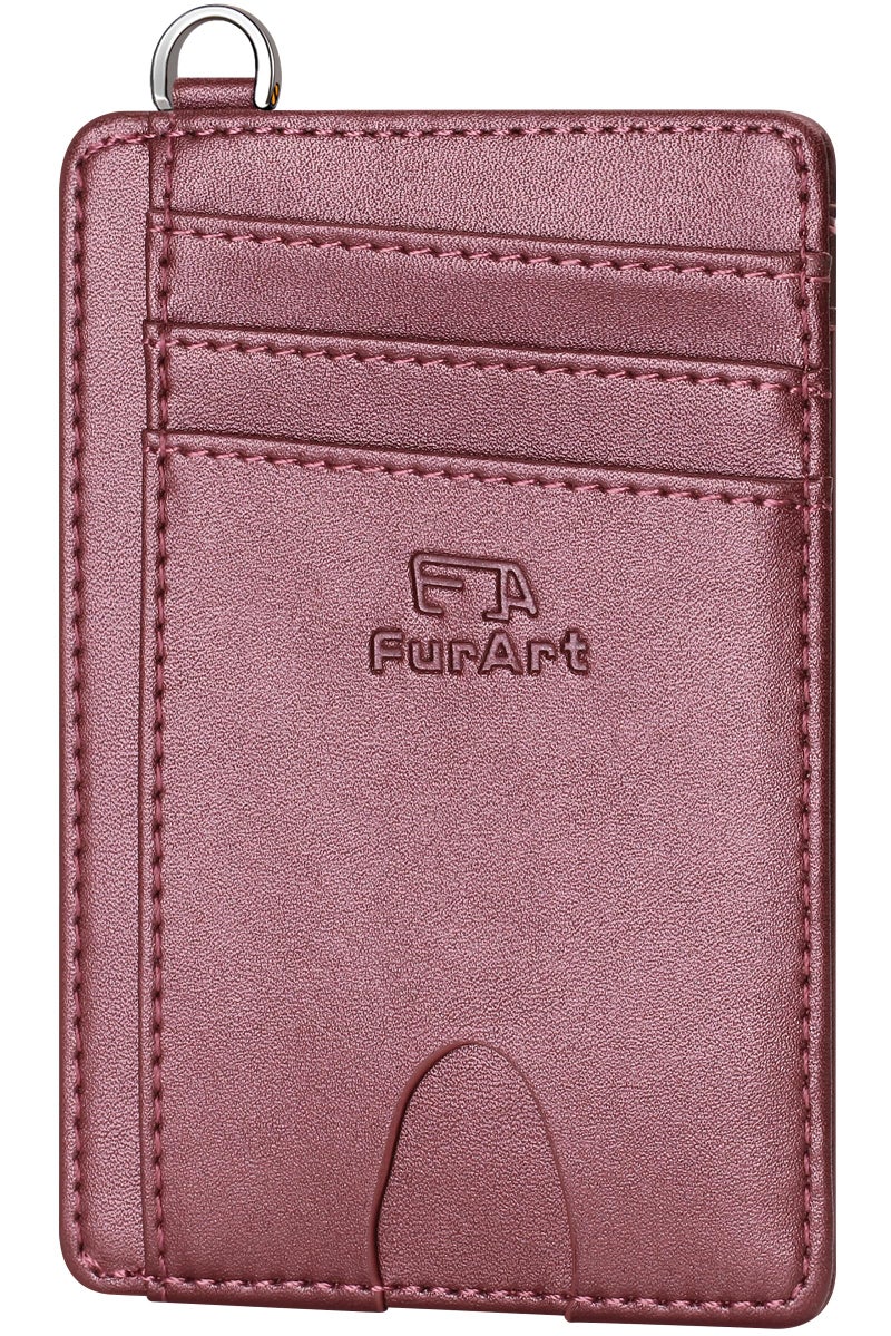FurArt محفظة FurArt نحيفة وعصرية، محفظات جيب أمامية، حجب RFID، حامل بطاقات ائتمان للرجال - بورغندي - Image 1