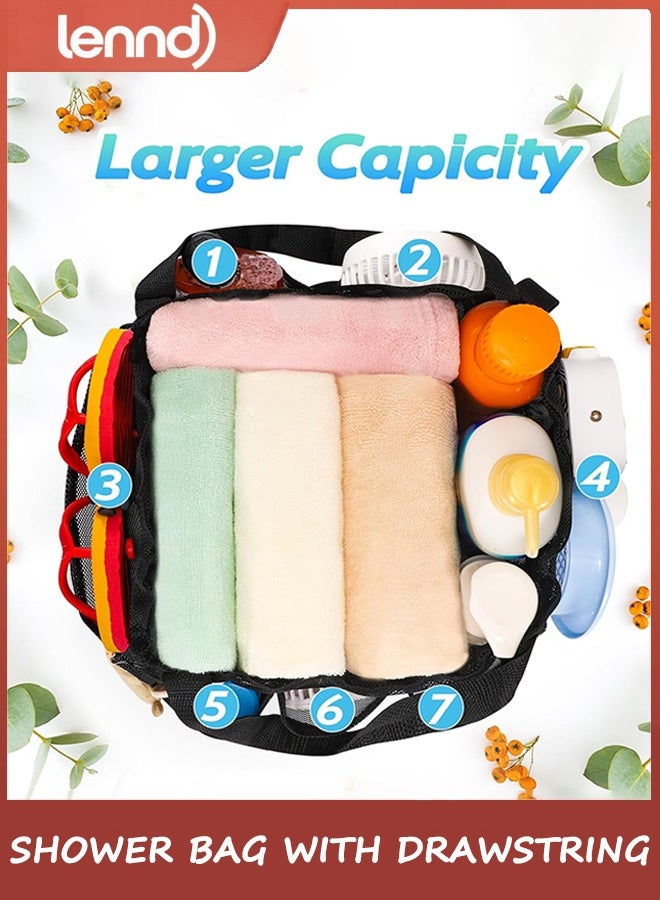 LENND Mesh Shower Caddy Portable with Drawstring, Dorm Room Essentials for College Students boy & girl, Larger Shower Bag for Camping,Swimming,Gym,Travel,Bathroom - Image 5