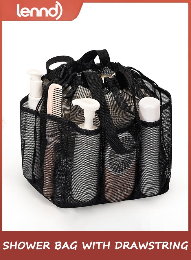 LENND Mesh Shower Caddy Portable with Drawstring, Dorm Room Essentials for College Students boy & girl, Larger Shower Bag for Camping,Swimming,Gym,Travel,Bathroom - Image 1