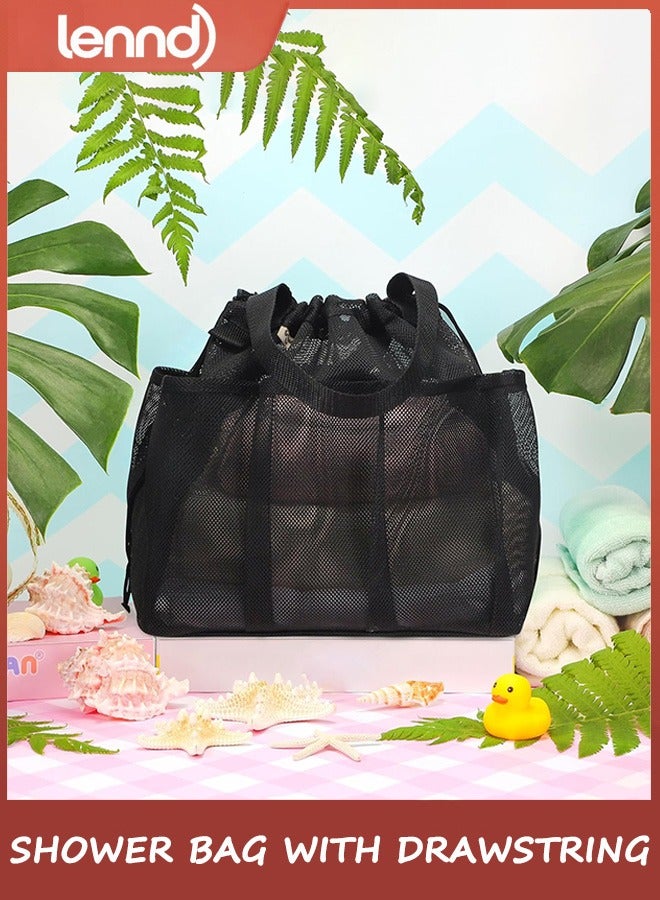 LENND Mesh Shower Caddy Portable with Drawstring, Dorm Room Essentials for College Students boy & girl, Larger Shower Bag for Camping,Swimming,Gym,Travel,Bathroom - Image 3