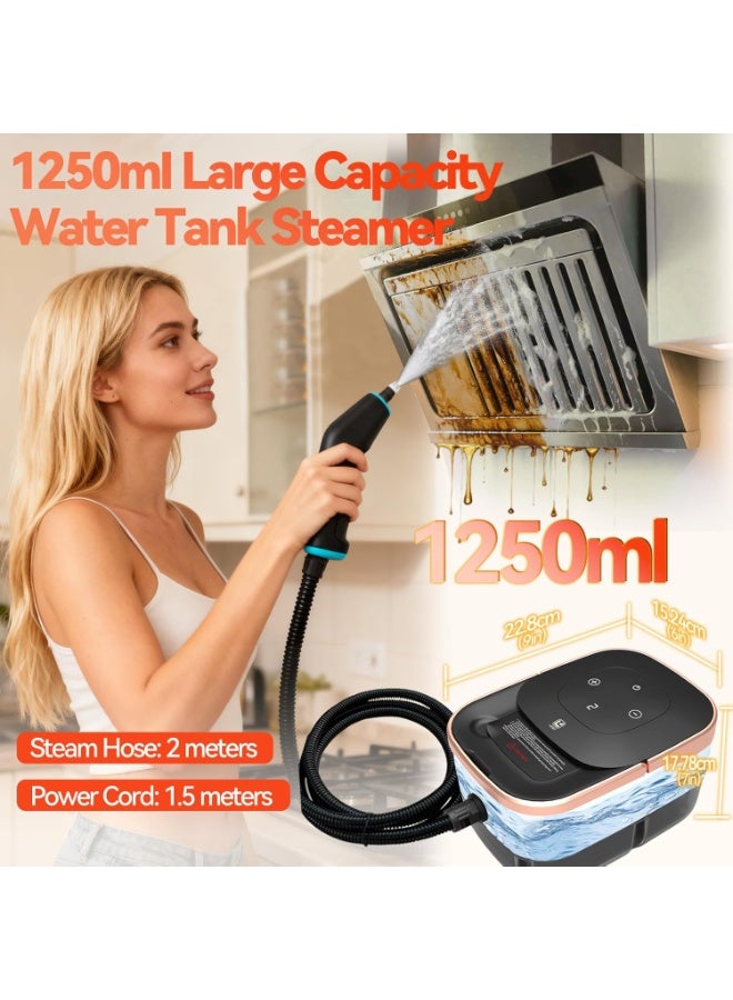 Arabest 2500W Handheld Steam Cleaner, 6-Speed Portable Steamer with Large Tank & 10 Accessories, 10s Heat-Up steamer cleaning for Kitchen, Bathroom, Car Detailing, Tile & Grout Cleaning (Black) - Image 5