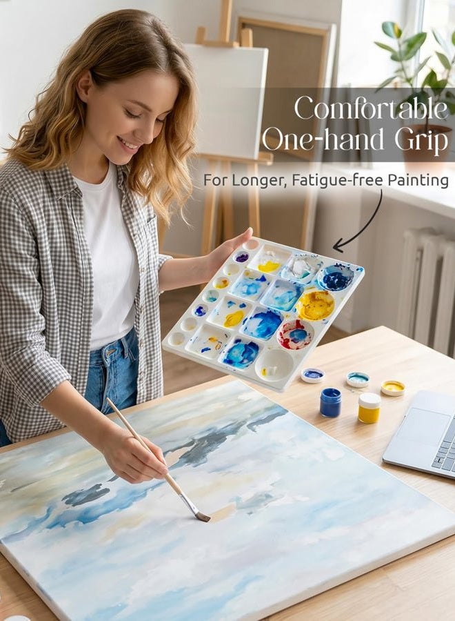 DUGATO Paint Tray Palettes 2pcs, Plastic Palettes 10x13 inches, 20-Well Mixing Tray for Mixing and Separating Colors, for Oil Watercolors & Acrylic Paints - Image 5