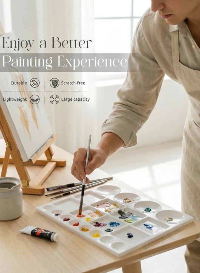 DUGATO Paint Tray Palettes 2pcs, Plastic Palettes 10x13 inches, 20-Well Mixing Tray for Mixing and Separating Colors, for Oil Watercolors & Acrylic Paints - Image 2