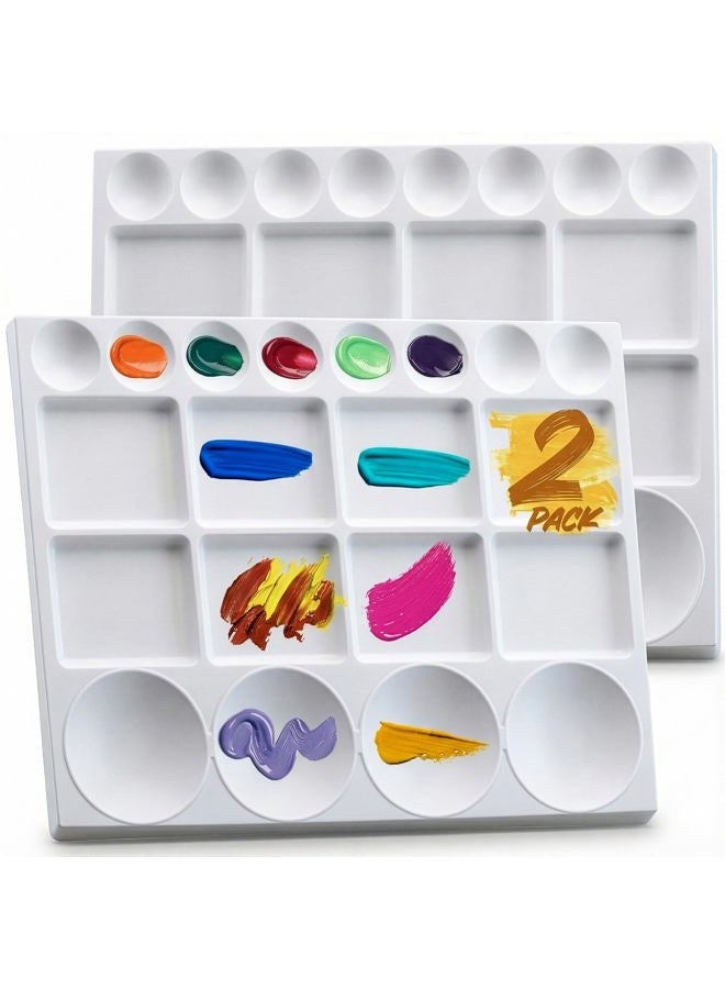 DUGATO Paint Tray Palettes 2pcs, Plastic Palettes 10x13 inches, 20-Well Mixing Tray for Mixing and Separating Colors, for Oil Watercolors & Acrylic Paints - Image 1