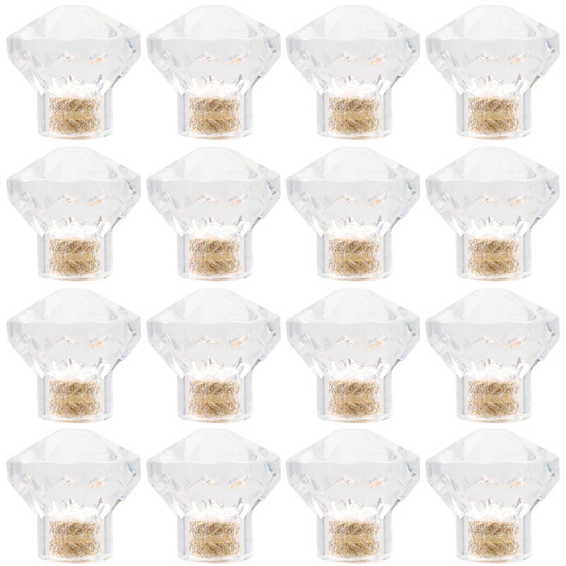 Meprotal 16Pack 195mm Crystal Clear Glass Dresser Knobs DiamondShaped Drawer Knobs Pulls Handles Wardrobe Kitchen Pull Furniture Hardware - Image 2