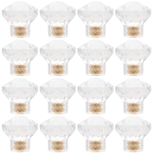 Meprotal 16Pack 195mm Crystal Clear Glass Dresser Knobs DiamondShaped Drawer Knobs Pulls Handles Wardrobe Kitchen Pull Furniture Hardware - Image 1