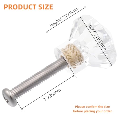 Meprotal 16Pack 195mm Crystal Clear Glass Dresser Knobs DiamondShaped Drawer Knobs Pulls Handles Wardrobe Kitchen Pull Furniture Hardware - Image 3