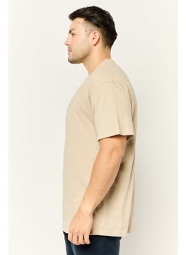 Originals by Brooklyn Cloth Men Crew Neck Short Sleeve Embroidered Logo T-Shirt, Beige  - Image 3