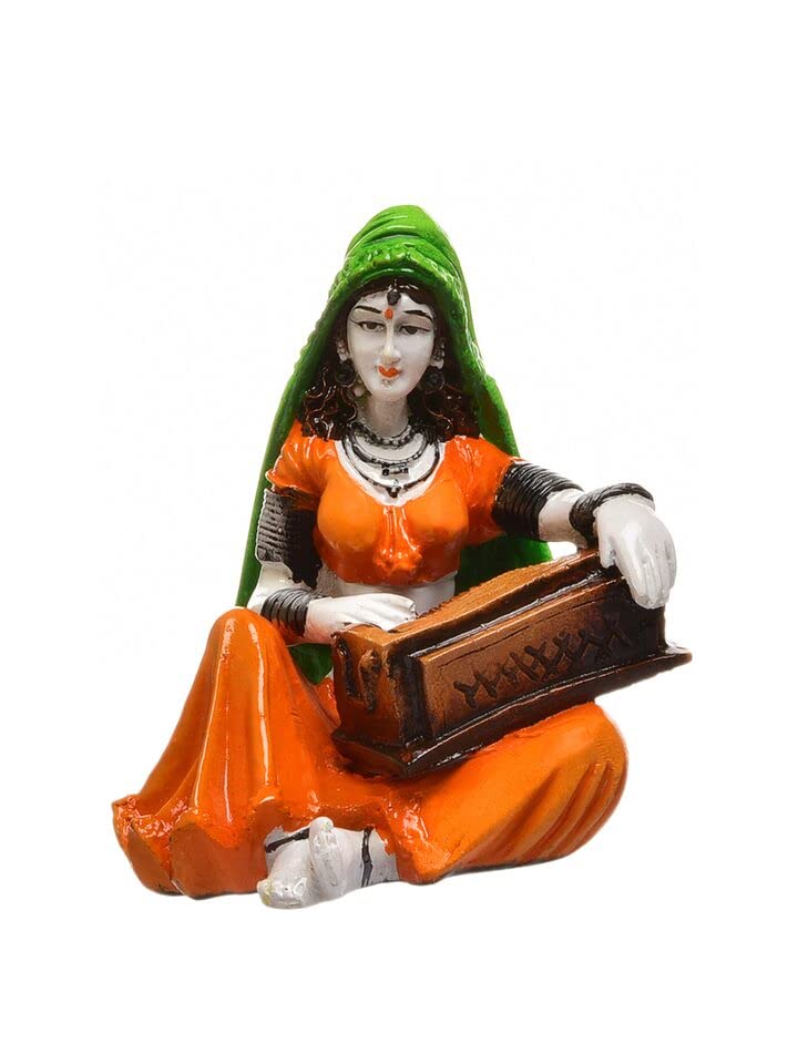 Karigaari India Polyresin and Marble Dust Rajasthani Couple Cultural Statue Showpiece for Home Decor Living Room, Bedroom,Navrathri Set, Golu golu Dolls for navarathri Set - Image 5