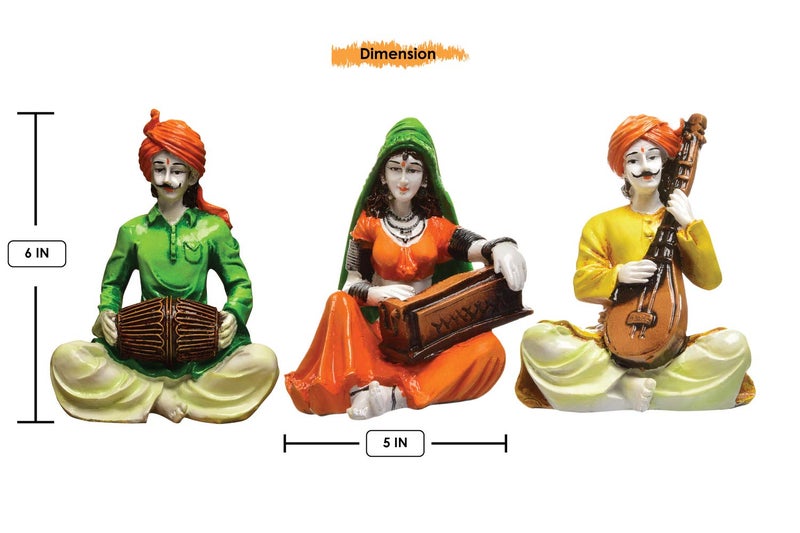 Karigaari India Polyresin and Marble Dust Rajasthani Couple Cultural Statue Showpiece for Home Decor Living Room, Bedroom,Navrathri Set, Golu golu Dolls for navarathri Set - Image 3