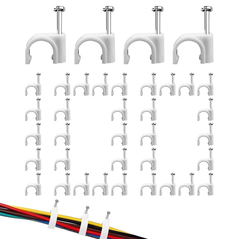 مشابك سلك الحائط 14 مم 100 عبوة منظم الأسلاك للمكتب المنزلي والأثاث والسقف - Image 2