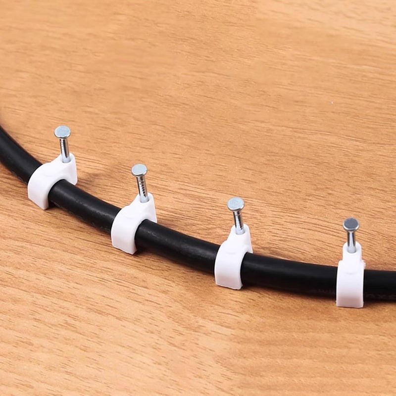 مشابك سلك الحائط 14 مم 100 عبوة منظم الأسلاك للمكتب المنزلي والأثاث والسقف - Image 3