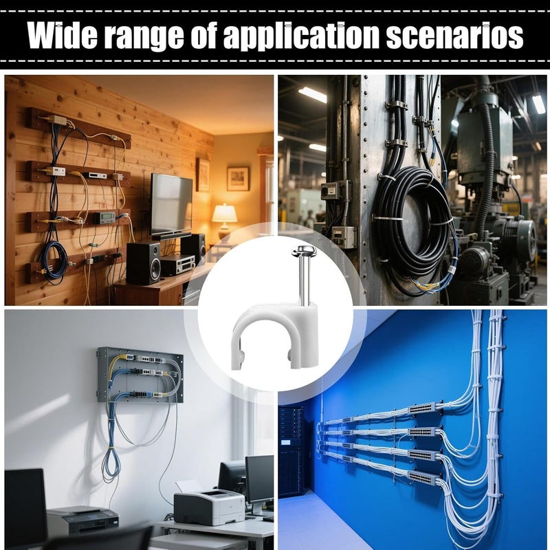 مشابك سلك الحائط 14 مم 100 عبوة منظم الأسلاك للمكتب المنزلي والأثاث والسقف - Image 5